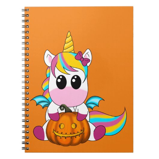 Bat unicorn mit Halloween Kürbis Notizblock (Vorderseite)