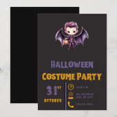 Bat Vampire Pumpkin Niedlich Modernes Black Hallow Einladung (Vorne/Hinten)