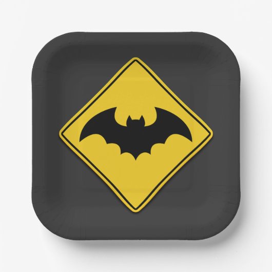 Bat Warn Halloween Pappteller (Vorderseite)