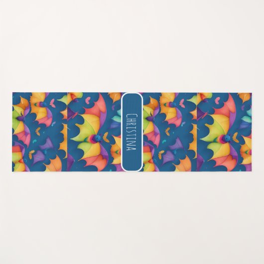 Bat Watercolor Personalisiertes Muster Yogamatte (Vorderseite (Horizontal))