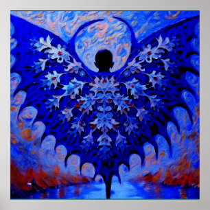 Bat-Wing-Kreatur mit Phantastischem blauen Flügel Poster