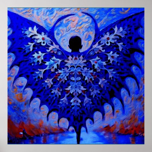 Bat-Wing-Kreatur mit Phantastischem blauen Flügel Poster (Vorne)