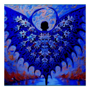 Bat-Wing-Kreatur mit Phantastischem blauen Flügel Poster