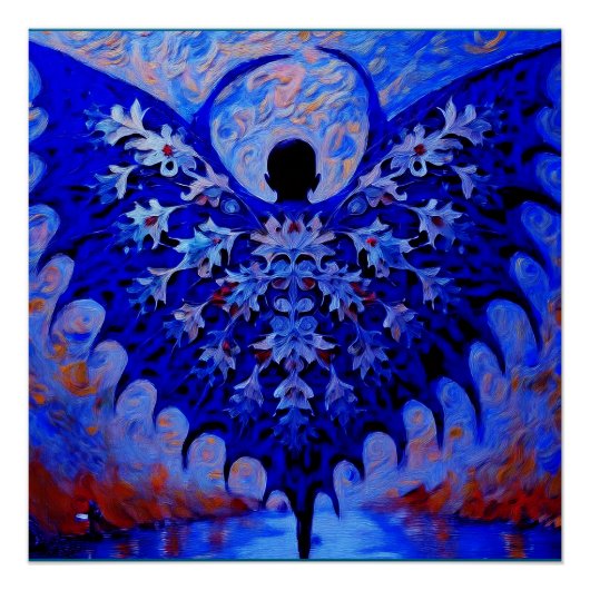 Bat-Wing-Kreatur mit Phantastischem blauen Flügel Poster (Vorderseite)