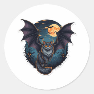 Bat Wing Persian - Persian Cat Halloween Runder Aufkleber