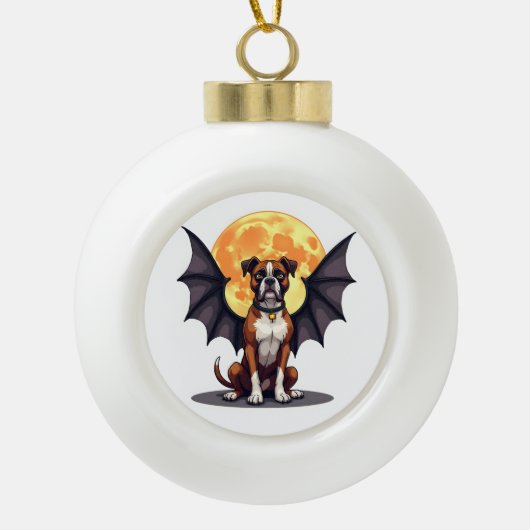 Bat Wings Boxer Keramik Kugel-Ornament (Vorderseite)