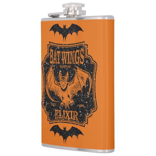 Bat Wings Elixir Orange und Schwarzer Glitzer Flachmann (Links)