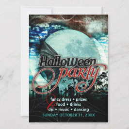 Bat Wings Moon Friedhof Halloween-Party Einladung
