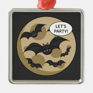 Batats Having Party on Full Moon Ornament Aus Metall