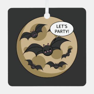 Batats Having Party on Full Moon Ornament Aus Metall