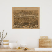 Batavia Illinois 1869 Antique Panoramabalkarte Poster (Küche)