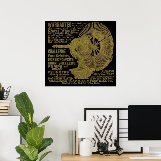 Batavia Illinois Challenge Windmill 1889 Ad Poster (Heimbüro)