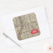 Batavia Illinois Plat Karte 1870 Fox River Valley Quadratischer Aufkleber (Umschlag)