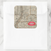 Batavia Illinois Plat Karte 1870 Fox River Valley Quadratischer Aufkleber (Tasche)