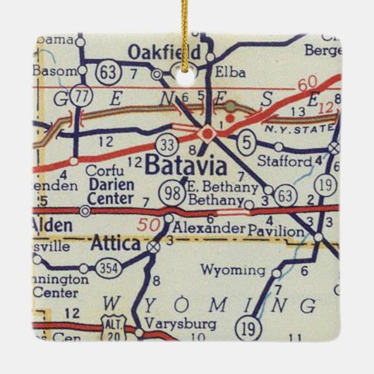Batavia NY Vintage Karte Keramikornament (Rückseite)