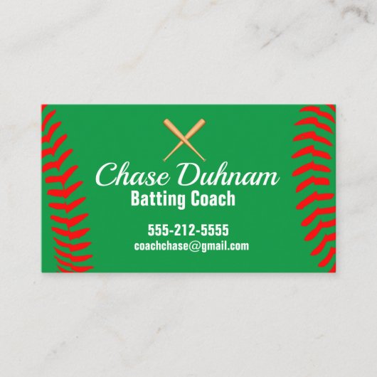 Batch Coach Baseball Softball Business Card Visitenkarte (Vorderseite)