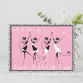 batchelorette Katzen-Kätzchen-Party Einladungen (Stehend Vorderseite)