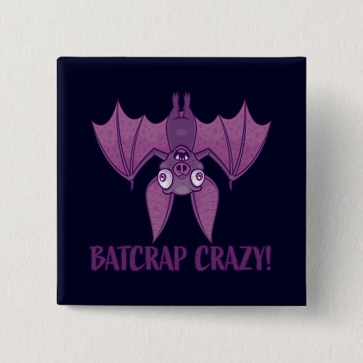 Batcrap Crazy Wacky Cartoon Bat Button (Vorderseite)