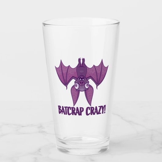 Batcrap Crazy Wacky Cartoon Bat Glas (Vorderseite)