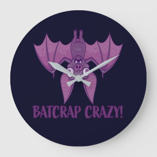Batcrap Crazy Wacky Cartoon Bat Große Wanduhr