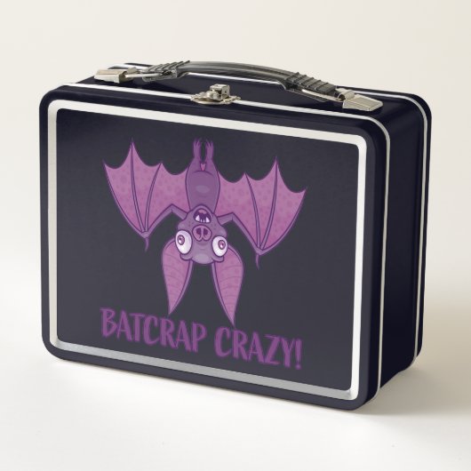 Batcrap Crazy Wacky Cartoon Bat Metall Brotdose (Vorderseite)