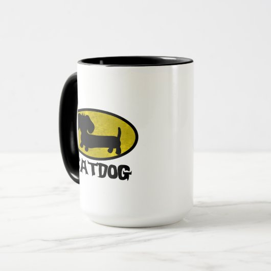 Batdog Dackel Hund Kaffee Tee Tasse (Vorderseite Links)