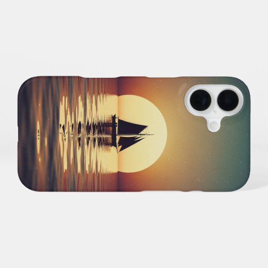 Bateau rétro sur mer calme iPhone 16 hülle (Rückseite (Horizontal))