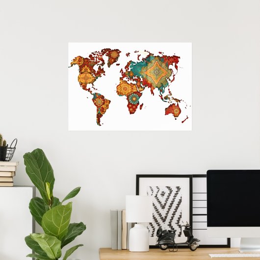 Bateek Wall Art World Map Poster (Heimbüro)