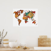 Bateek Wall Art World Map Poster (Küche)