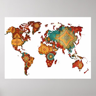 Bateek Wall Art World Map Poster