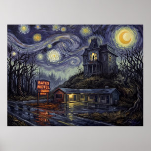 Bates Motel Sternenhimmel-Horrorschaftslandschaft Poster