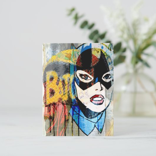Batgirl Head Postkarte (Stehend Vorderseite)
