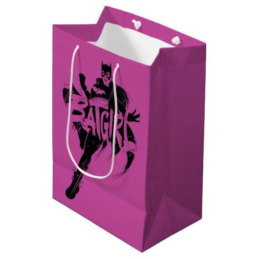 Batgirl Ink Brush Name Mittlere Geschenktüte (Vorderseite Schrägansicht)