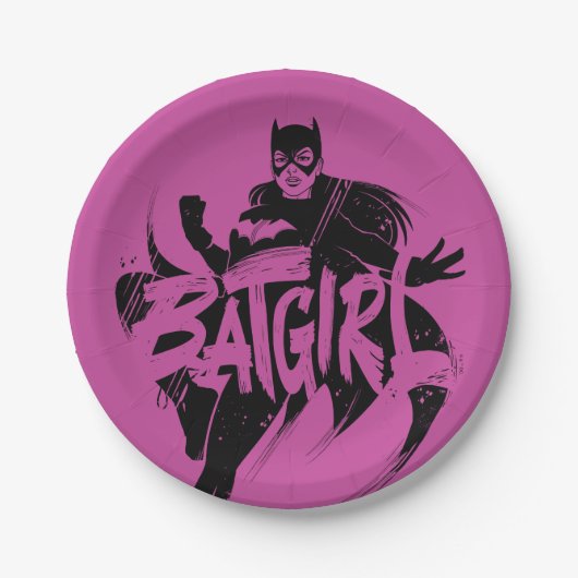Batgirl Ink Brush Name Pappteller (Vorderseite)