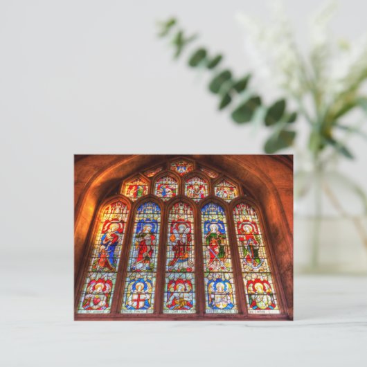 Bath Abbey Glass Window Postkarte (Stehend Vorderseite)