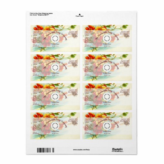 Bath & Body Product Label - Blume mit Honigbienen (Vorne)