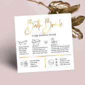 Bath Bomb Care Instructions Chic White & Gold Logo Quadratische Visitenkarte
