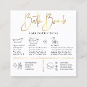 Bath Bomb Care Instructions Chic White & Gold Logo Quadratische Visitenkarte (Vorderseite)