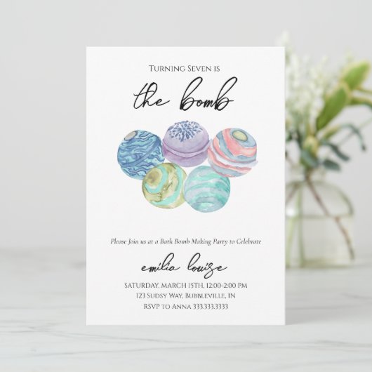 Bath Bomb Geburtstagsparty Einladung (Stehend Vorderseite)