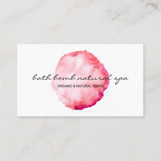 Bath Bomb Green Circle Watercolor Pinsel Rosa Visitenkarte (Vorderseite)