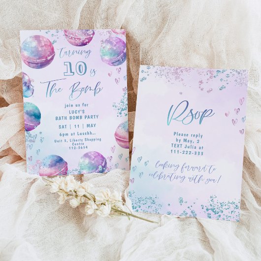 Bath bomb making birthday party einladung