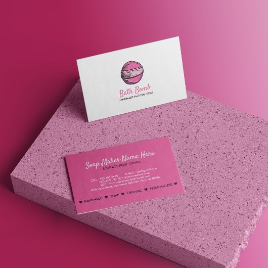 Bath Bomb Natural Soap Wellness-Center Circle Pink Visitenkarte