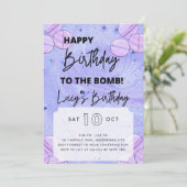 Bath Bomb zum Geburtstag Einladung (Stehend Vorderseite)