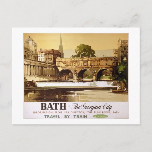 Bath British Railway Vintage Travel Poster Postkarte (Vorderseite)
