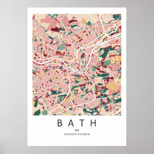 Bath England Kartenposter Moderne Stadt-Wandkuns Poster