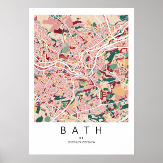 Bath England Kartenposter | Moderne Stadt-Wandkuns Poster