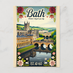 Bath England Retro-Reiseposter-Kunst Feiertagspostkarte