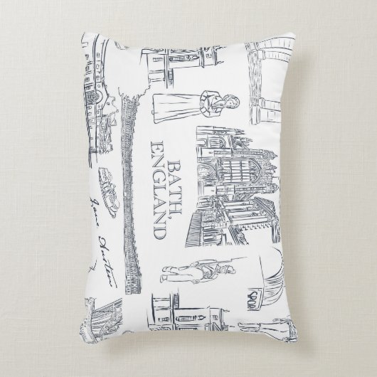Bath, England Toile Style pattern, Jane Austen Dekokissen (Vorderseite(Vertikal))