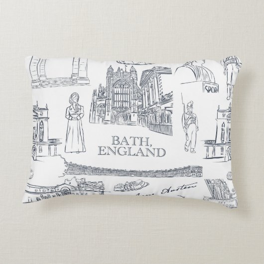 Bath, England Toile Style pattern, Jane Austen Dekokissen (Rückseite)