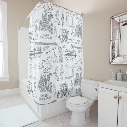 Bath, England Toile Style pattern, Jane Austen Duschvorhang (Beispiel)